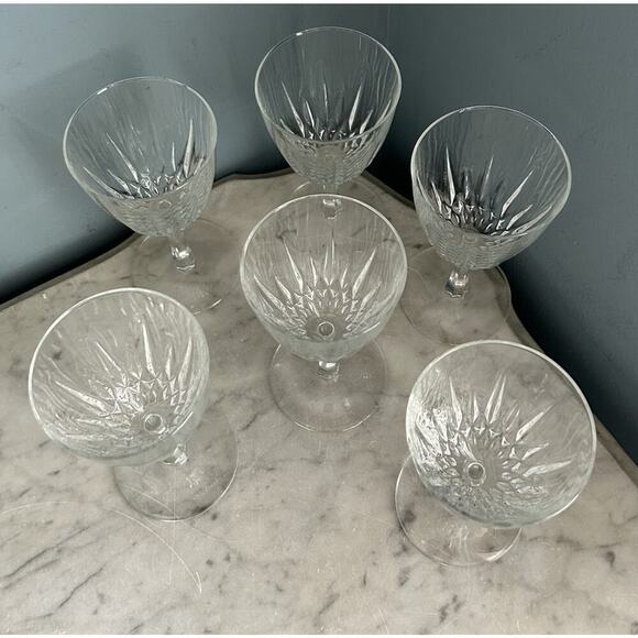 (6) Cristal D'Arques Diamant Claret 5 3/4” Wine Glasses France Vintage Clear - Picture 2 of 11